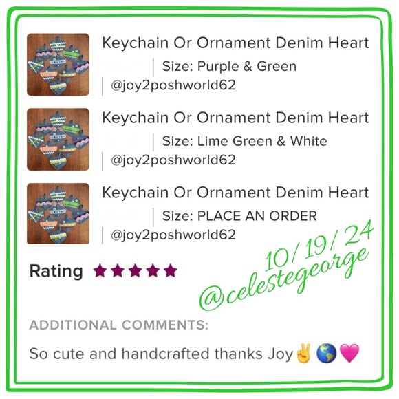 Keychain Or Ornament Denim Heart - Picture 13 of 13